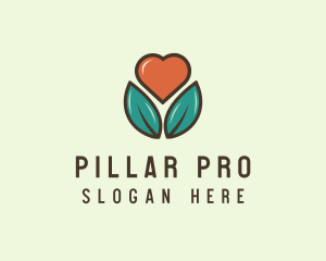 Love Heart Flower Plant logo design