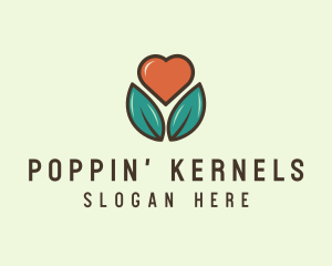 Love Heart Flower Plant logo design