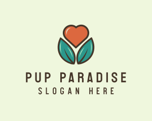 Love Heart Flower Plant logo design