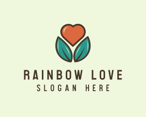 Love Heart Flower Plant logo design