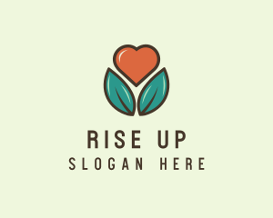 Love Heart Flower Plant logo design