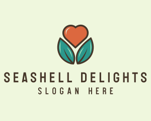 Love Heart Flower Plant logo design