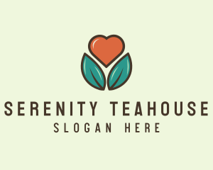 Love Heart Flower Plant logo design