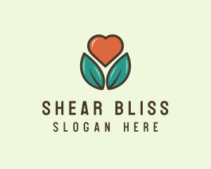 Love Heart Flower Plant logo design