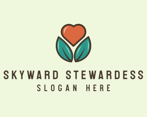 Love Heart Flower Plant logo design