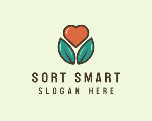 Love Heart Flower Plant logo design