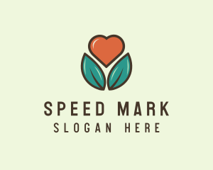 Love Heart Flower Plant logo design