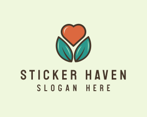 Love Heart Flower Plant logo design