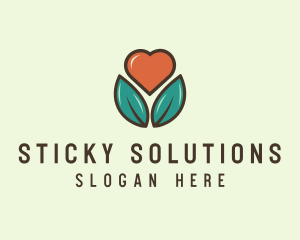 Love Heart Flower Plant logo design