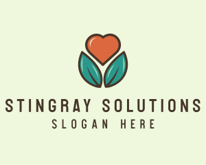 Love Heart Flower Plant logo design