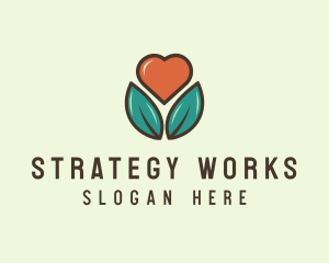 Love Heart Flower Plant logo design