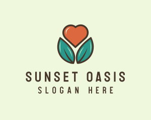 Love Heart Flower Plant logo design