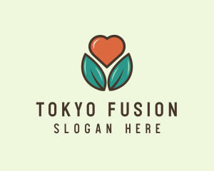 Love Heart Flower Plant logo design