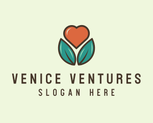 Love Heart Flower Plant logo design