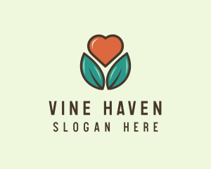 Love Heart Flower Plant logo design