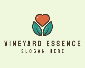 Love Heart Flower Plant logo design