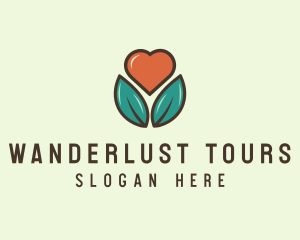 Love Heart Flower Plant logo design