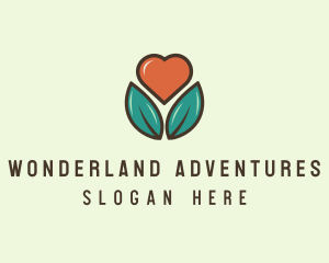 Love Heart Flower Plant logo design