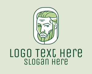 Barbershop - Green Handsome Man logo design