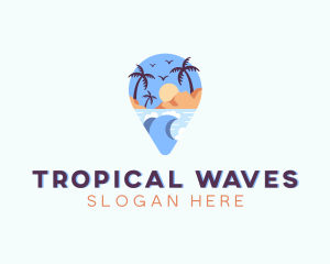 Tropical Island Getaway Vacation logo design