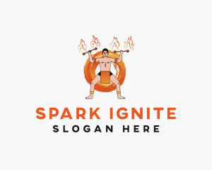 Fire Dancer Performer logo design