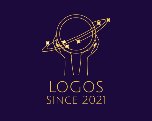 Planet - Minimalist Cosmic Hand logo design