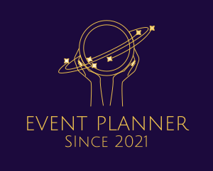 Planetarium - Minimalist Cosmic Hand logo design