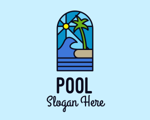 Palm Tree - Island Beach Mosaic logo design