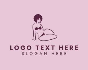 Sitting - Afro Sexy Woman logo design