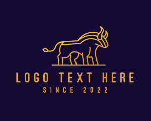 Bison - Golden Bull Monoline logo design
