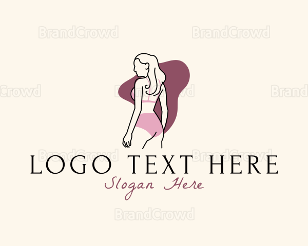 Woman Pink Swimsuit Logo