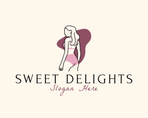 Woman Pink Swimsuit logo design