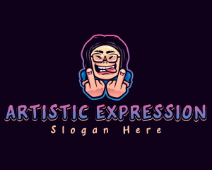 Expression - Woman Profanity Middle Finger logo design