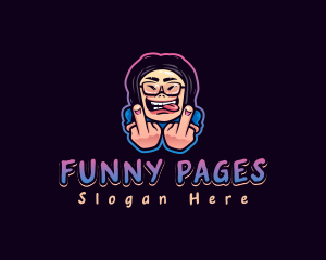 Woman Profanity Middle Finger logo design