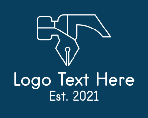 Construction Equipment - Fountain Pen Hammer logo design