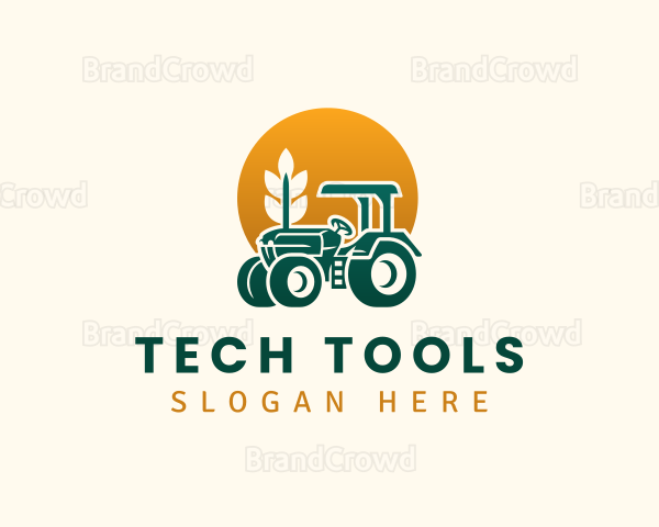 Wheat Farming Tractor Logo