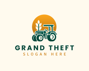 Wheat Farming Tractor Logo