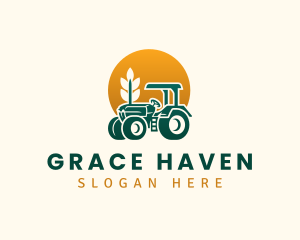 Wheat Farming Tractor Logo