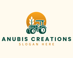 Wheat Farming Tractor logo design