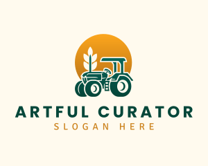 Wheat Farming Tractor logo design