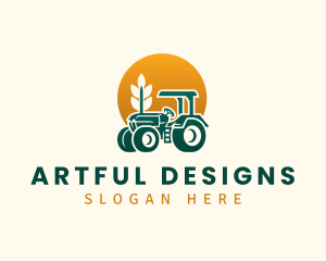 Wheat Farming Tractor logo design