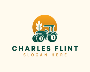 Wheat Farming Tractor logo design