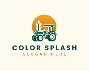 Wheat Farming Tractor logo design