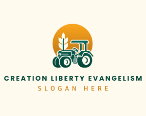 Wheat Farming Tractor logo design