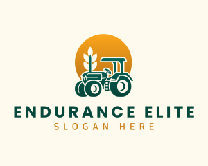 Wheat Farming Tractor logo design