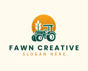 Wheat Farming Tractor logo design