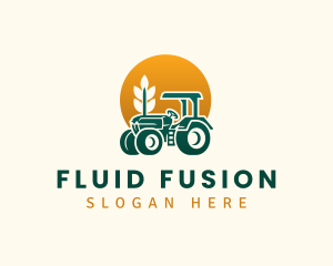 Wheat Farming Tractor logo design