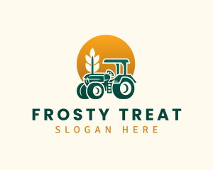 Wheat Farming Tractor logo design