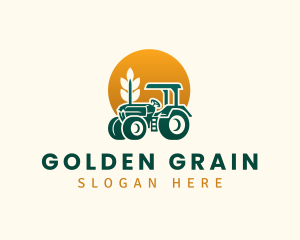 Wheat - Wheat Farming Tractor logo design