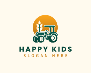 Wheat Farming Tractor logo design